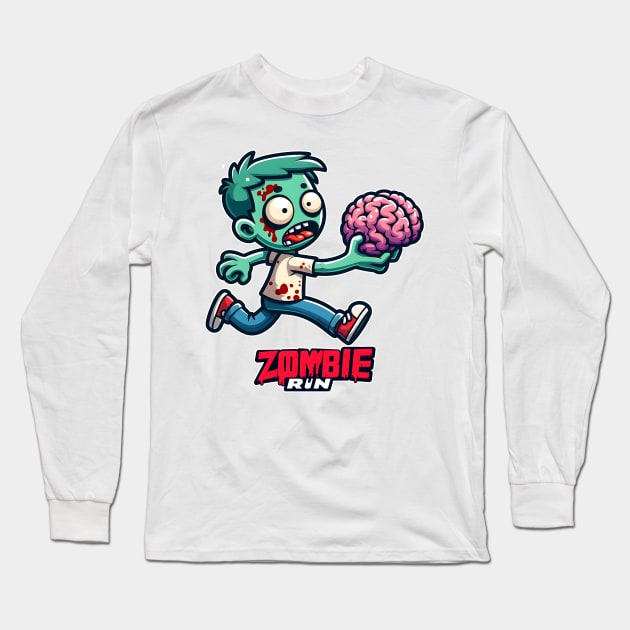 Zombie Run Long Sleeve T-Shirt by Rawlifegraphic